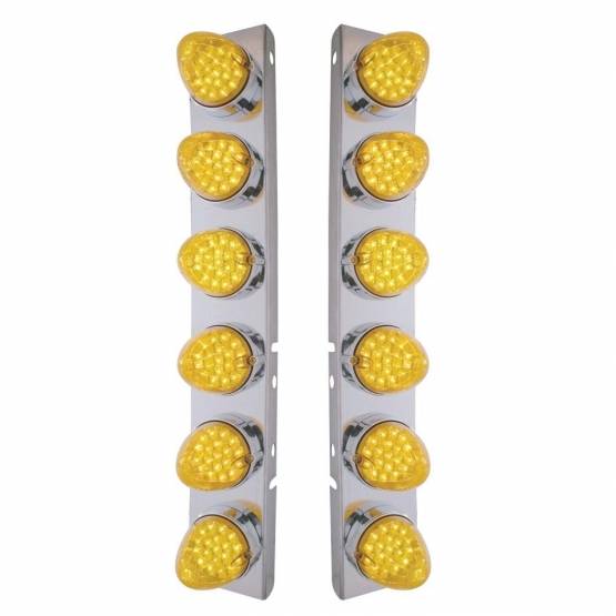 UNITED PACIFIC - UNITED PACIFIC - 37988 - SOPORTE DEL FILTRO DE AIRE DELANTERO DE ACERO INOXIDABLE CON LUCES REFLECTORAS DE 12X 19 LED Y BISELES PARA LED Y LENTES PETERBILT-AMBER