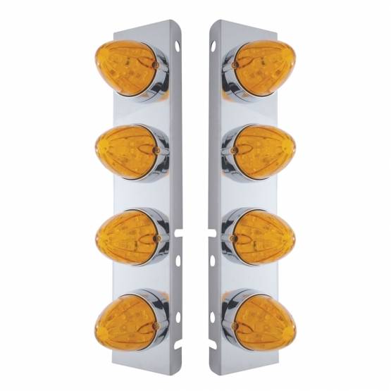 UNITED PACIFIC - UNITED PACIFIC - 37990 - SOPORTE DEL FILTRO DE AIRE FRONTAL DE ACERO INOXIDABLE CON 8X 19 LUCES LED DE SANDÍA Y BISELES PARA LED Y LENTES PETERBILT-AMBER
