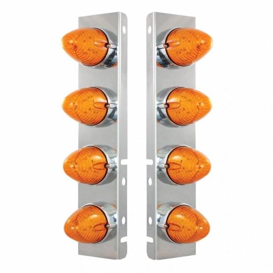 UNITED PACIFIC - UNITED PACIFIC - 37992 - SOPORTE DEL FILTRO DE AIRE FRONTAL DE ACERO INOXIDABLE CON LUCES DE COLMENA DE 8X 19 LED Y BISELES PARA LED Y LENTES PETERBILT-AMBER