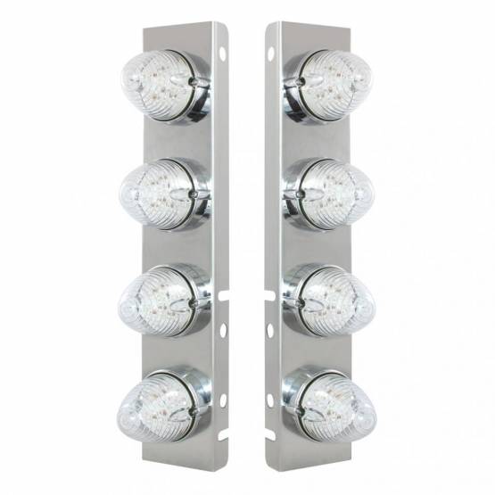 UNITED PACIFIC - UNITED PACIFIC - 37993 - SOPORTE DEL FILTRO DE AIRE FRONTAL DE ACERO INOXIDABLE CON LUCES DE COLMENA DE 8X 19 LED Y BISELES PARA LENTES LED/CLARAS PETERBILT-AMBER
