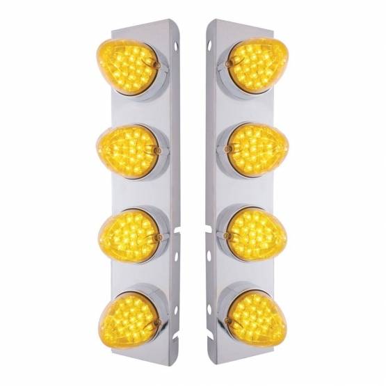 UNITED PACIFIC - UNITED PACIFIC - 37994 - SOPORTE DEL FILTRO DE AIRE DELANTERO DE ACERO INOXIDABLE CON LUCES REFLECTORAS DE 8X 19 LED Y BISELES PARA LED Y LENTES PETERBILT-AMBER