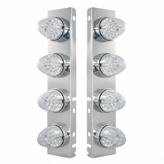UNITED PACIFIC - UNITED PACIFIC - 37995 - SOPORTE DEL FILTRO DE AIRE FRONTAL DE ACERO INOXIDABLE CON LUCES REFLECTORAS DE 8X 19 LED Y BISELES PARA LENTES LED/CLARAS PETERBILT-AMBER