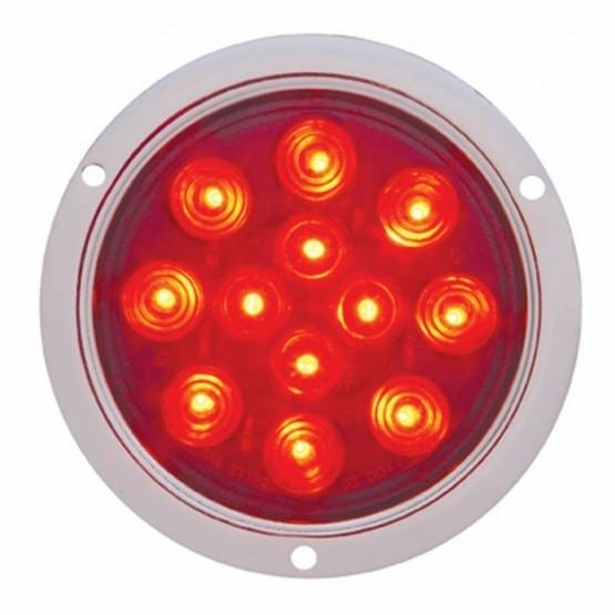 UNITED PACIFIC - UNITED PACIFIC - 38061 - LUZ DE MONTAJE DE BRIDA REDONDA DE 12 LED DE 4" (PARADA, GIRO Y TRASERA) - LED ROJO/LENTE ROJA