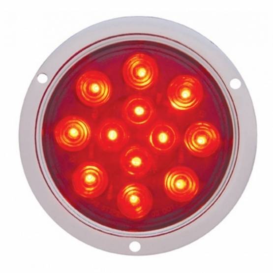 UNITED PACIFIC - UNITED PACIFIC - 38061B - LUZ DE MONTAJE DE BRIDA REDONDA DE 12 LED DE 4" (PARADA, GIRO Y TRASERA) - LED ROJO/LENTE ROJA (A GRANEL)