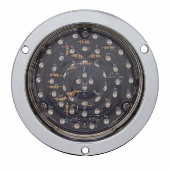 UNITED PACIFIC - UNITED PACIFIC - 38075 - LUZ DE PLATO PROFUNDO DE MONTAJE DE BRIDA REDONDA DE 40 LED DE 4" (PARADA, GIRO Y COLA) - LED ROJO/LENTE TRANSPARENTE