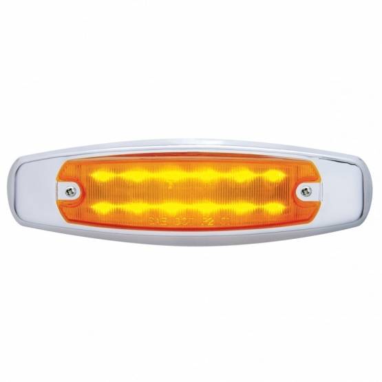 UNITED PACIFIC - UNITED PACIFIC - 38134 - LUZ RECTANGULAR DE 12 LED (LIQUIDACIÓN/MARCADOR) CON BISEL CROMADO - LED ÁMBAR/LENTE ÁMBAR