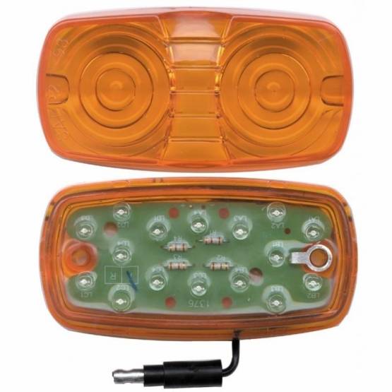 UNITED PACIFIC - UNITED PACIFIC - 38191 - LUZ RECTANGULAR DE 16 LED DE 4" X 2" (LIQUIDACIÓN/MARCADOR) CON UN SOLO CABLE - LED ÁMBAR/LENTE ÁMBAR