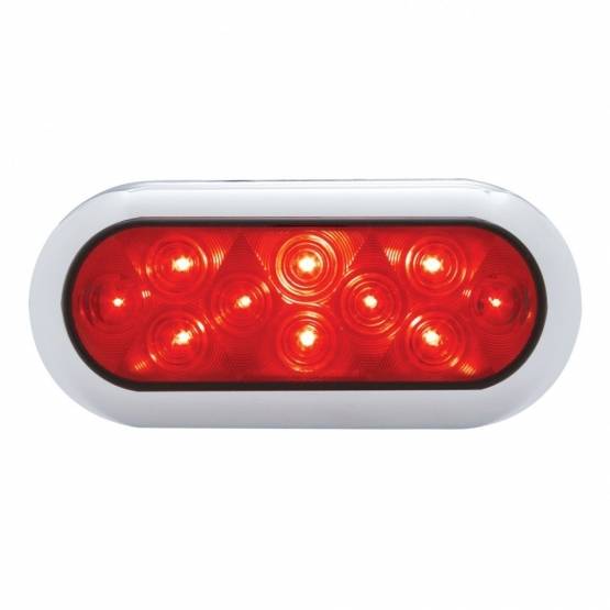 UNITED PACIFIC - UNITED PACIFIC - 38900 - LUZ DE MONTAJE DE BRIDA OVALADA DE 10 LED DE 6" CON BISEL (PARADA, GIRO Y COLA) - LED ROJO/LENTE ROJA