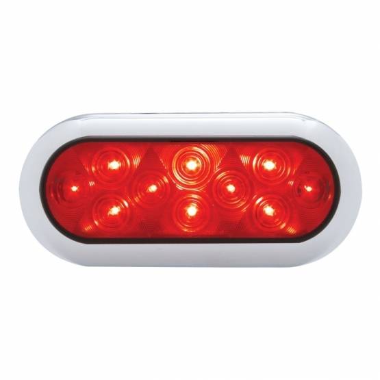 UNITED PACIFIC - UNITED PACIFIC - 38900B - LUZ DE MONTAJE DE BRIDA OVALADA DE 10 LED DE 6" CON BISEL (PARADA, GIRO Y COLA) - LED ROJO/LENTE ROJA (A GRANEL)