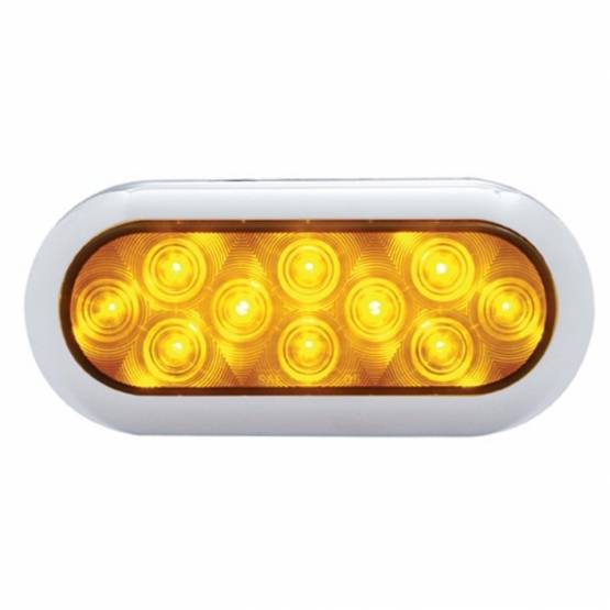 UNITED PACIFIC - UNITED PACIFIC - 38901 - LUZ DE SEÑAL DE GIRO DE MONTAJE DE BRIDA OVALADA DE 10 LED DE 6" CON BISEL - LED ÁMBAR/LEENTE ÁMBAR