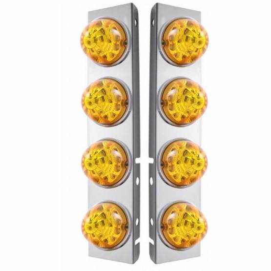 UNITED PACIFIC - UNITED PACIFIC - 39628 - SOPORTE DEL FILTRO DE AIRE DELANTERO DE ACERO INOXIDABLE CON 8X 17 REFLECTORES LED ÁMBAR. LUCES DE SANDÍA Y BISELES DE ACERO INOXIDABLE PARA LENTES PETERBILT-AMBER (PAR)