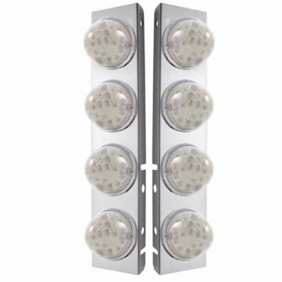 UNITED PACIFIC - UNITED PACIFIC - 39629 - SOPORTE DEL FILTRO DE AIRE DELANTERO DE ACERO INOXIDABLE CON 8X 17 REFLECTORES LED ÁMBAR. LUCES DE SANDÍA Y BISELES DE ACERO INOXIDABLE PARA LENTES PETERBILT-CLEAR (PAR)