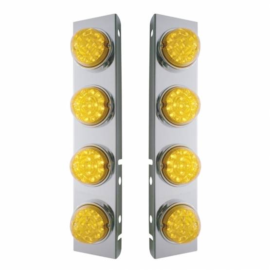 UNITED PACIFIC - UNITED PACIFIC - 39630 - SOPORTE DEL FILTRO DE AIRE FRONTAL DE ACERO INOXIDABLE CON LUCES REFLECTORAS LED ÁMBAR DE 8X 17 Y BISELES DE ACERO INOXIDABLE PARA LENTES PETERBILT-AMBER
