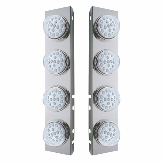 UNITED PACIFIC - UNITED PACIFIC - 39631 - SOPORTE DEL FILTRO DE AIRE DELANTERO DE ACERO INOXIDABLE CON LUCES REFLECTORAS LED ÁMBAR DE 8X 17 Y BISELES DE ACERO INOXIDABLE PARA LENTES PETERBILT-CLEAR