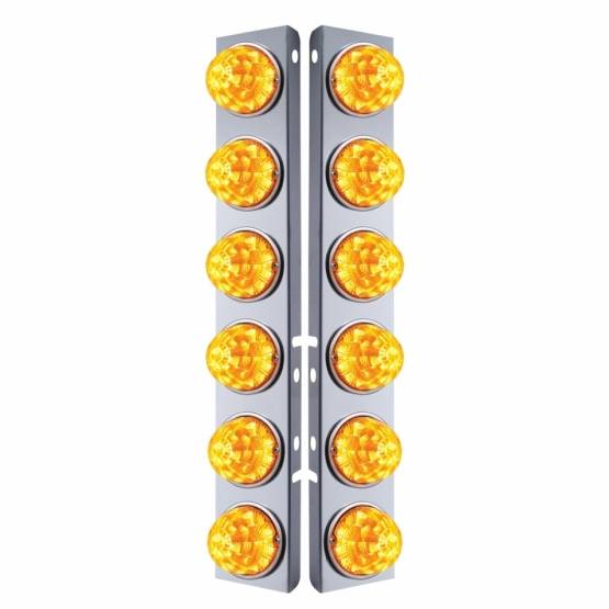 UNITED PACIFIC - UNITED PACIFIC - 39634 - SOPORTE DEL FILTRO DE AIRE DELANTERO DE ACERO INOXIDABLE CON REFL. LED ÁMBAR 12X 17. LUCES DE SANDÍA Y BISELES DE ACERO INOXIDABLE PARA LENTES PETERBILT-AMBER (PAR)