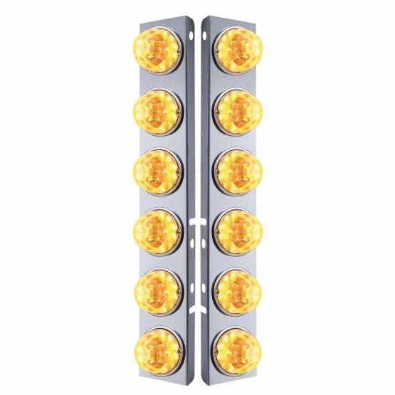 UNITED PACIFIC - UNITED PACIFIC - 39635 - SOPORTE DEL FILTRO DE AIRE DELANTERO DE ACERO INOXIDABLE CON REFL. LED ÁMBAR 12X 17. LUCES DE SANDÍA Y BISELES DE ACERO INOXIDABLE PARA LENTES PETERBILT-CLEAR (PAR)