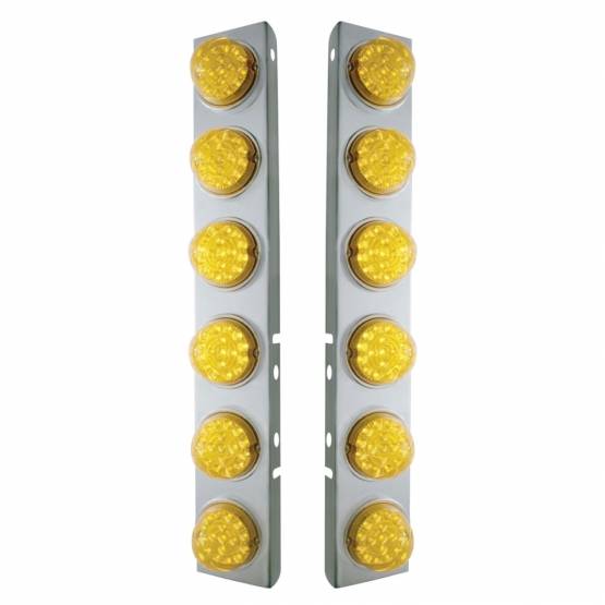 UNITED PACIFIC - UNITED PACIFIC - 39636 - SOPORTE DEL FILTRO DE AIRE FRONTAL DE ACERO INOXIDABLE CON LUCES REFLECTORAS LED ÁMBAR DE 12X 17 Y BISELES DE ACERO INOXIDABLE PARA LENTES PETERBILT-AMBER
