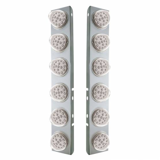 UNITED PACIFIC - UNITED PACIFIC - 39637 - SOPORTE DEL FILTRO DE AIRE FRONTAL DE ACERO INOXIDABLE CON LUCES REFLECTORAS LED ÁMBAR DE 12X 17 Y BISELES DE ACERO INOXIDABLE PARA LENTES PETERBILT-CLEAR