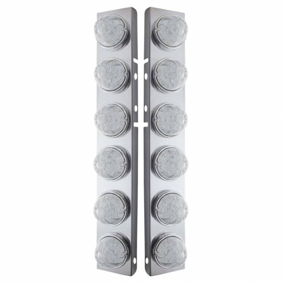 UNITED PACIFIC - UNITED PACIFIC - 39797 - SOPORTE DE FILTRO DE AIRE FRONTAL DE ACERO INOXIDABLE CON LUCES LED ÁMBAR HI/LO DE 12X 17 SANDÍA Y BISELES DE ACERO INOXIDABLE PARA LENTES PETERBILT-CLEAR