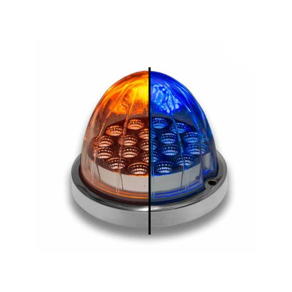 TRUX - TRUX - TLED-WXAB - PLAFON TRUX 19 LEDS AMBAR/AZUL WATERMELON 3.5" X 3.5" X 3" 12V CON BISEL DE ACERO INXIDABLE