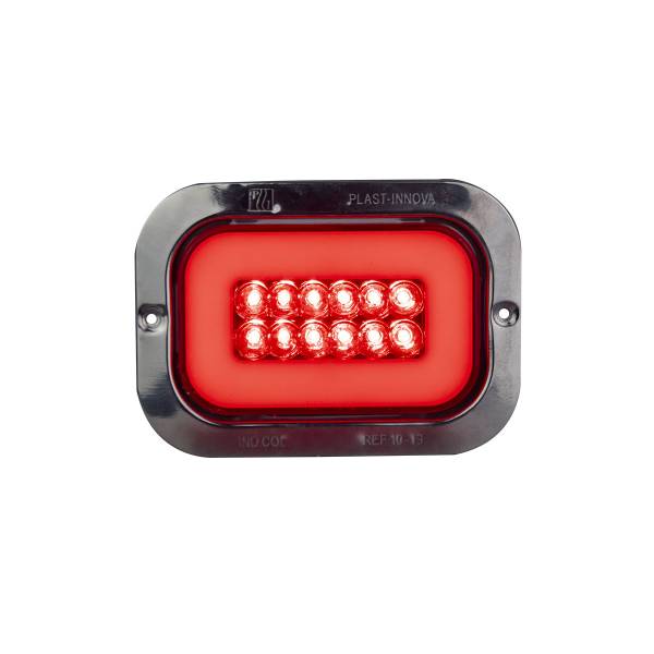 ATM - ATM - 1042R - PLAFON ATM 36 LEDS ROJO RECTANGULAR 5 1/4" X  3 1/4" HALO BISEL ACERO INOXIDABLE 2-24V