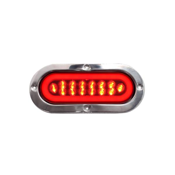 ATM - ATM - 1039R - PLAFON ATM 35 LEDS ROJO OVALADO 6 1/4" X 2 1/4" HALO BISEL ACERO INOXIDABLE 12-24V