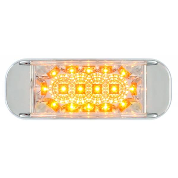 UNITED PACIFIC - UNITED PACIFIC - 39819B - PLAFON UNITED PACIFIC 16 LEDS AMBAR MICA CLARA RECTANGULAR 6 1/6" X 2 1/4" X 1 3/8" BISEL PLAST CROM