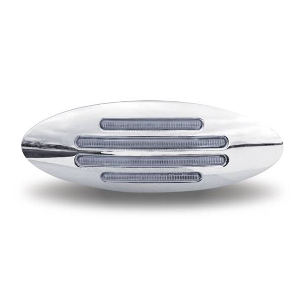 TRUX - TRUX - TLED-FGCA - PLAFON TRUX 32 LEDS AMBAR MICA CLARA OVALADO 6.6" X 2.13" BISEL CROMADO 12V
