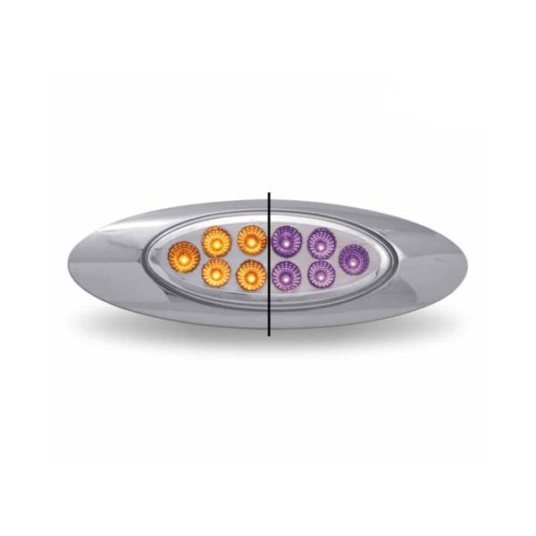TRUX - TRUX - TLED-G4XAP - PLAFON TRUX 10 LEDS AMBAR/MORADO OVALADO 6 5/8" X 2 1/8" BISEL CROMADO