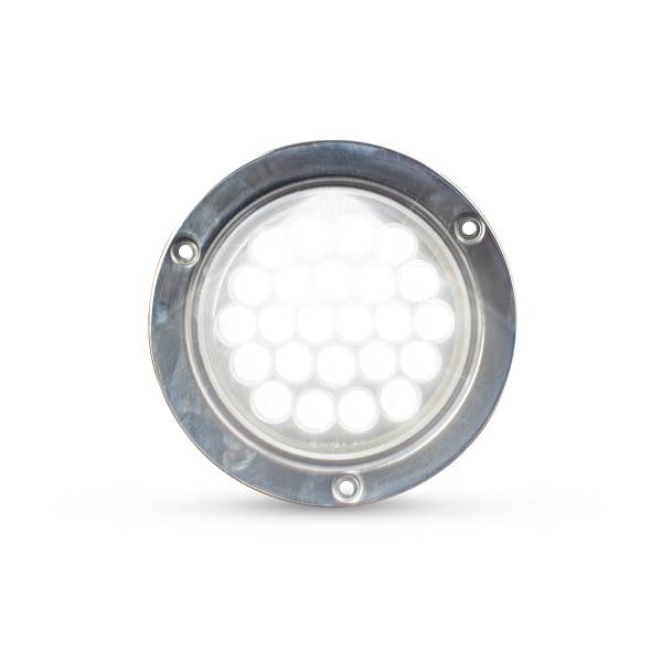 ATM - ATM - 1007B - PLAFON ATM 24 LEDS BLANCO REDONDO 4" BISEL ACERO INOXIDABLE CROMADO 12-24V