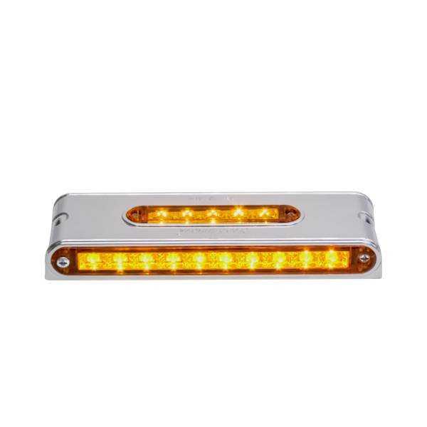 ATM - ATM - 1028M - PLAFON BARRA ATM 25 LEDS AMBAR/ROJO/AMBAR 6 3/4" X 2" X 1" BISEL CROMADO 12-24V