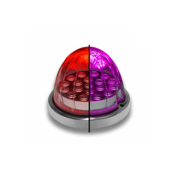 TRUX - TRUX - TLED-WXRP - PLAFON TRUX 19 LEDS ROJO/MORADO REDONDO 3.5" X 3.5" X 3" BISEL DE ACERO INOXIDABLE 12V