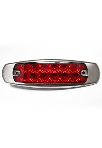 ATM - ATM - 1023R - PLAFON ATM 12 LEDS ROJO OVALADA 5" X 1 1/2" BISEL CROMADO 12-24V