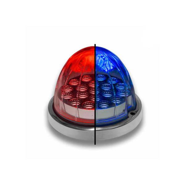 TRUX - TRUX - TLED-WXRB - PLAFON TRUX 19 LEDS ROJO/AZUL REDONDO 3.5" X 3.5" X 3" BISEL DE ACERO INOXIDABLE 12V