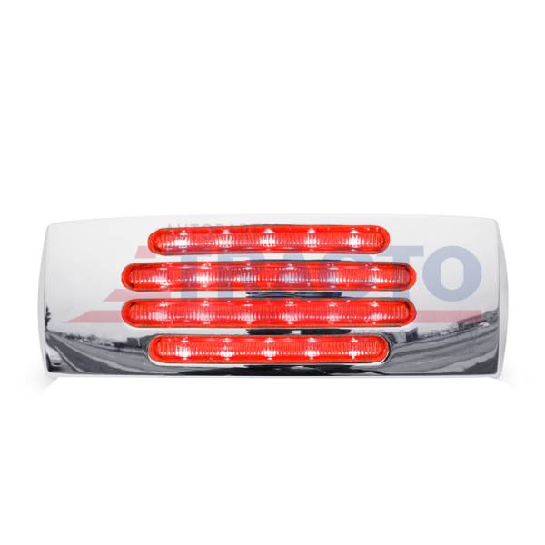 TRUX - TRUX - TLED-FTCR - PLAFON TRUX 22 LEDS ROJO MICA CLARA RECTANGULAR 2"X 6" BISEL PLASTICO CROMADO
