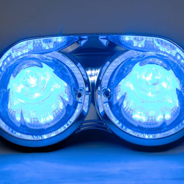 ATM - ATM - ATM-1060DAZ - PLAFON ATM 9 LEDS AZUL MICA CLARA DOBLE REDONDO 20.5 X 10.5 CMS BISEL PLASTICO CROMADO 12-24V