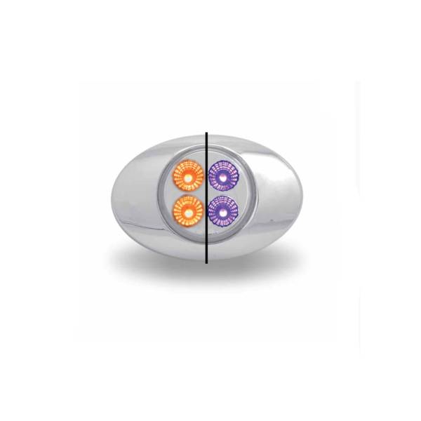 TRUX - TRUX - TLED-G2XAP - PLAFON TRUX 4 LEDS AMBAR/MORADO OVALADO 3" X 2" BISEL CROMADO MICA CLARA