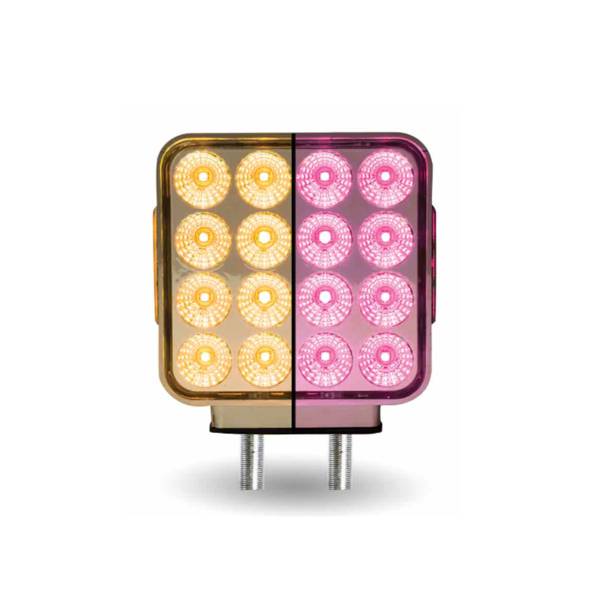 TRUX - TRUX - TLED-SDXPINK - DIRECCIONAL TRUX CUADRADA DOBLE CARA AMBAR Y ROJO AUXILIAR ROSA 38 DIODOS