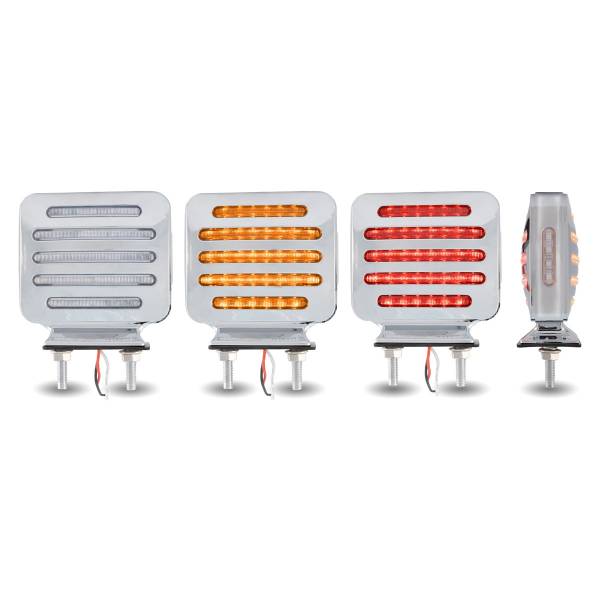 TRUX - TRUX - TLED-FSC - PLAFON TRUX 80 LEDS DIRECCIONAL DOS PATAS AMBAR/ROJO MICA CLARA 4 1/4" X 1 5/8" BISEL PLASTICO CROM