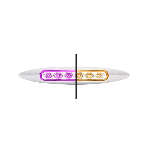 TRUX - TRUX - TLED-6XAP - PLAFON TRUX 6 LEDS AMBAR/MORADO OVALADO DELGADO 6" X 1" BISEL CROMADO