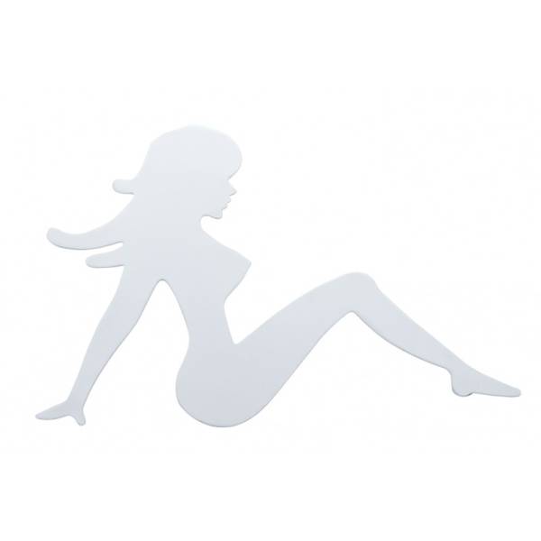 UNITED PACIFIC - UNITED PACIFIC - 10903 - EMBLEMA MUJER SENTADA PARA LODERA LADO PASAJERO DE ACERO CROMADA 11"X 17"