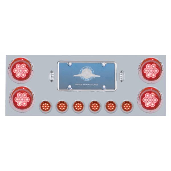 UNITED PACIFIC - UNITED PACIFIC - 34566 - PANEL TRASERO CENTRAL DE ACERO CON DOS 4" 7 LEDS & SEIS 2" 9 LEDS CON VISOR