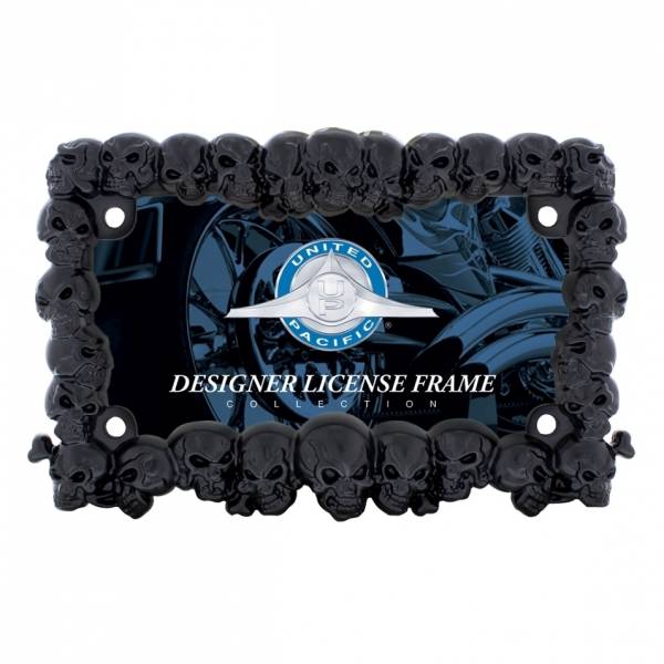UNITED PACIFIC - UNITED PACIFIC - 50113 - MARCO DE PLACA DE MOTOCICLETA DE CRANEO NEGRO