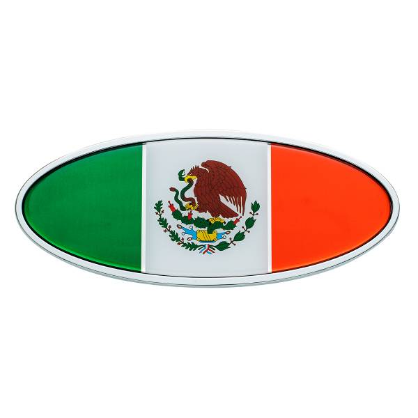 UNITED PACIFIC - UNITED PACIFIC - 10924 - EMBLEMA OVALADO CROMADO DIE CAST - BANDERA DE MÉXICO