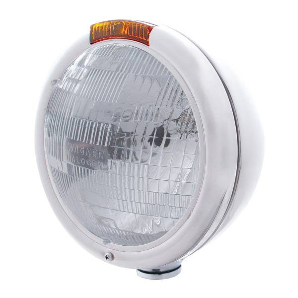 UNITED PACIFIC - UNITED PACIFIC - 30405 - FARO "CLÁSICO" DE ACERO INOXIDABLE BOMBILLA H6024 E INTERMITENTE - LENTE ÁMBAR