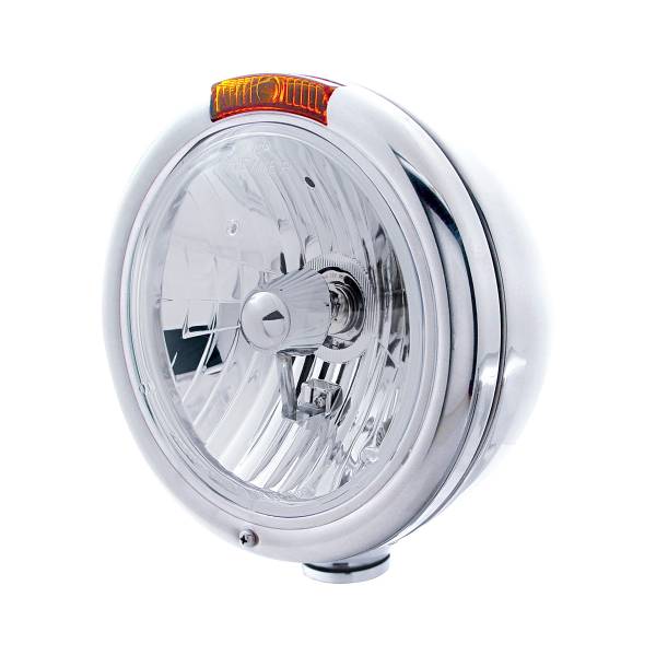 UNITED PACIFIC - UNITED PACIFIC - 30415 - FARO CLÁSICO DE ACERO INOXIDABLE BOMBILLA H4 DE CRISTAL E INTERMITENTE - LENTE ÁMBAR