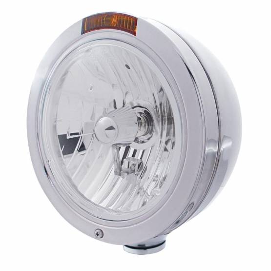 UNITED PACIFIC - UNITED PACIFIC - 31199 - FARO CLÁSICO BULLET DE ACERO INOXIDABLE BOMBILLA H4 DE CRISTAL E INTERMITENTE - LENTE ÁMBAR