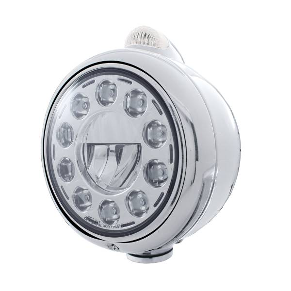 UNITED PACIFIC - UNITED PACIFIC - 31491 - GUÍA CROMADA FARO 682-C 11 BOMBILLA LED Y SEÑAL LED DE MODO DOBLE - LENTE TRANSPARENTE