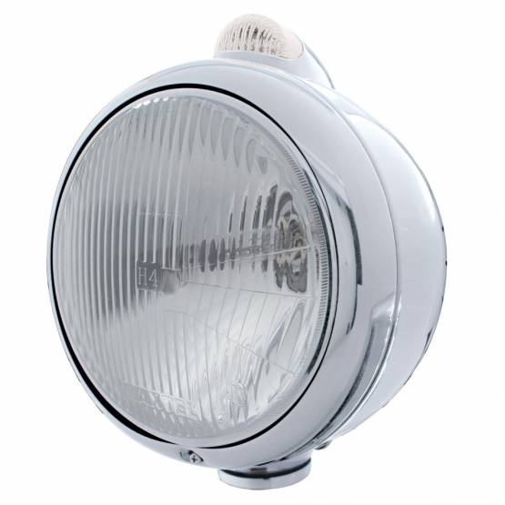 UNITED PACIFIC - UNITED PACIFIC - 31530 - GUÍA DE ACERO INOXIDABLE FARO ESTILO 682-C H4 Y SEÑAL DE GIRO LED - LENTE TRANSPARENTE