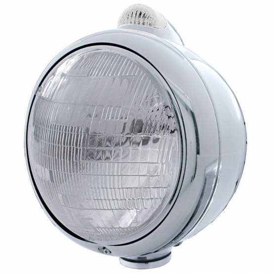 UNITED PACIFIC - UNITED PACIFIC - 31538 - GUÍA CROMADA FARO ESTILO 682-C 6014 Y SEÑAL DE GIRO LED - LENTE TRANSPARENTE